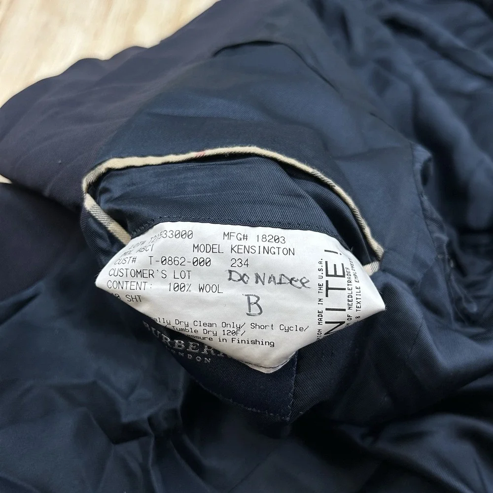 Burberry London Kensington Men 40 Short Navy Blue Wool Solid Blazer‎ Coat